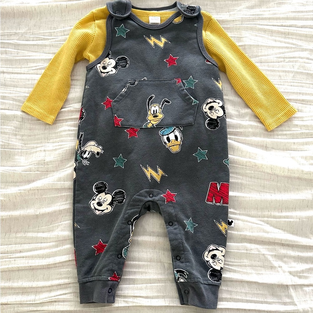 Disney Baby Mickey Mouse Overalls with Yellow Shirt